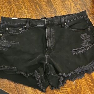 American Eagle Outfitters Black Distressed Jean Shorts